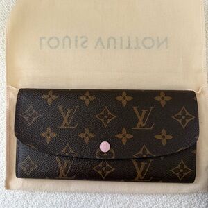Louis Vuitton Brown and Pink Emilie Monogram Wallet